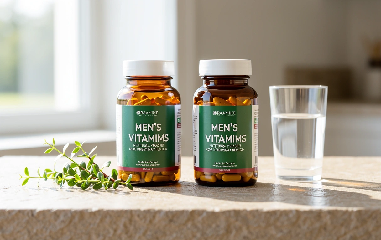 Sortiment von natürlichen Vitamin-Komplexen für Männer